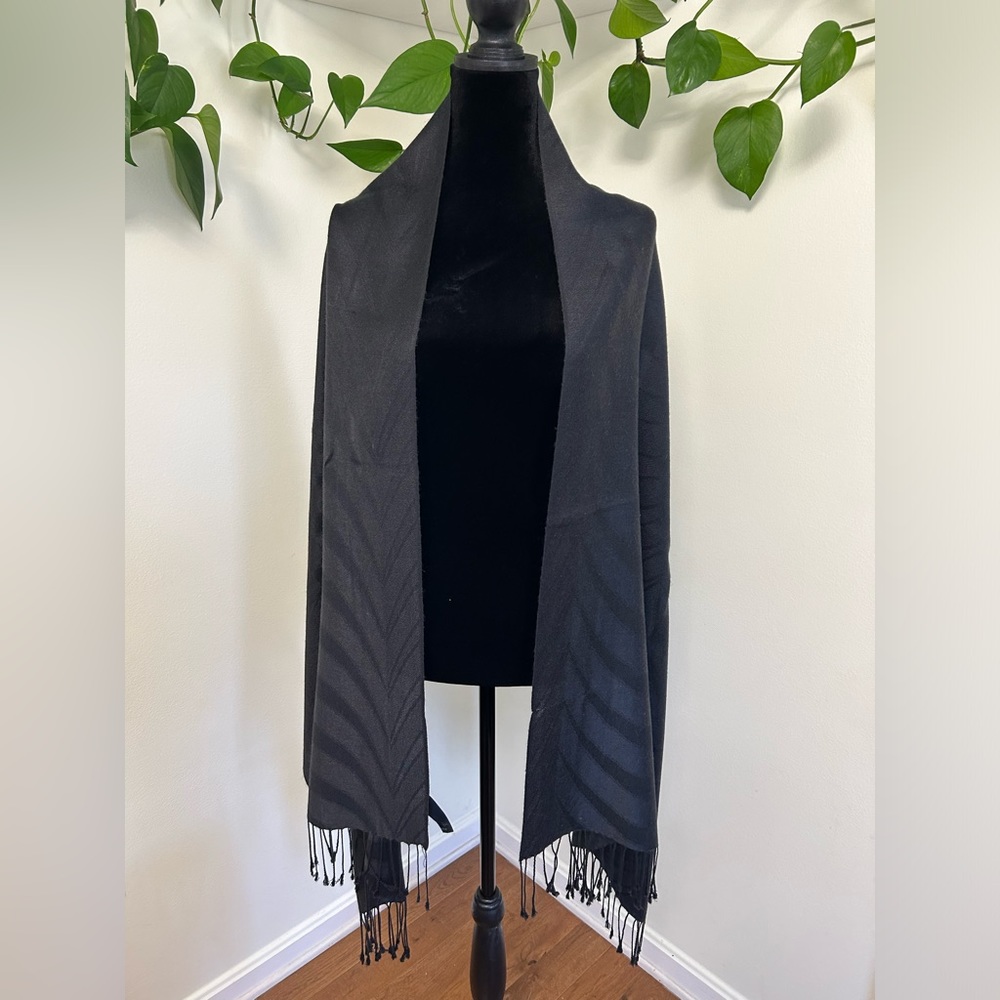 Charcoal Black Embossed Pashmina / Shawl / Wrap